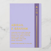 Moderne Paarse bruiloft Folie uitnodiging (Voorkant)