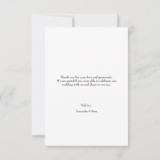 Moderne Paarse bruiloft foto dankbaar script Bedankkaart (Achterkant)