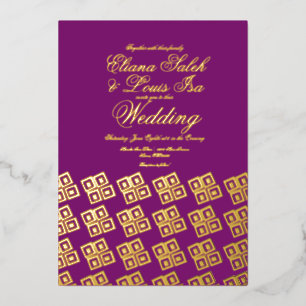 Moderne Paarse bruiloft in Ankara Folie Uitnodiging