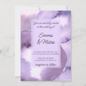 Moderne paarse bruiloft kaart (Voorkant)