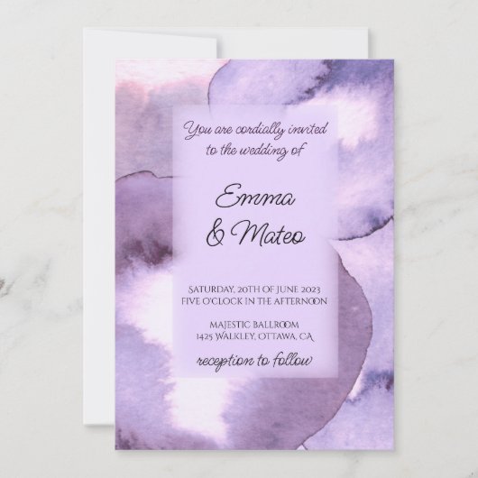 Moderne paarse bruiloft kaart (Voorkant)