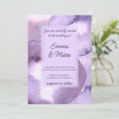 Moderne paarse bruiloft kaart (Staand voorkant)