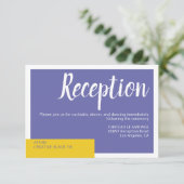 Moderne paarse bruiloft met een minimum informatiekaartje (Staand voorkant)