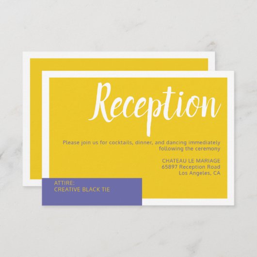 Moderne paarse bruiloft met een minimum informatiekaartje (Voorkant / Achterkant)