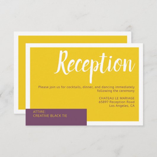 Moderne paarse bruiloft met een minimum informatiekaartje (Voorkant / Achterkant)