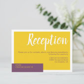 Moderne paarse bruiloft met een minimum informatiekaartje (Staand voorkant)