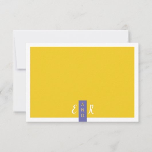 Moderne paarse bruiloft met een minimum RSVP kaartje (Achterkant)