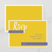 Moderne paarse bruiloft met een minimum RSVP kaartje (Voorkant / Achterkant)
