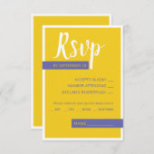 Moderne paarse bruiloft met een minimum RSVP kaartje (Voorkant / Achterkant)