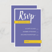 Moderne paarse bruiloft met een minimum RSVP kaartje (Voorkant / Achterkant)