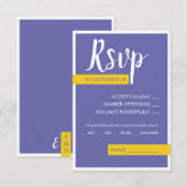 Moderne paarse bruiloft met een minimum RSVP kaartje (Voorkant / Achterkant)