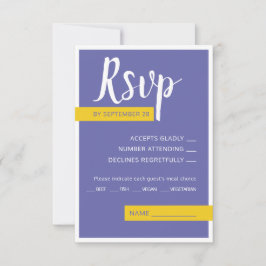 Moderne paarse bruiloft met een minimum RSVP kaartje