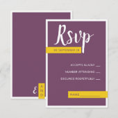 Moderne paarse bruiloft met een minimum RSVP kaartje (Voorkant / Achterkant)