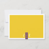 Moderne paarse bruiloft met een minimum RSVP kaartje (Achterkant)