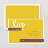 Moderne paarse bruiloft met een minimum RSVP kaartje (Voorkant / Achterkant)