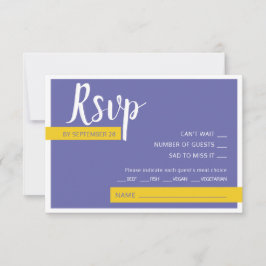 Moderne paarse bruiloft met een minimum RSVP kaartje