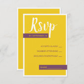 Moderne paarse bruiloft met een minimum RSVP kaartje (Voorkant / Achterkant)