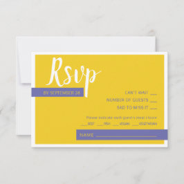 Moderne paarse bruiloft met een minimum RSVP kaartje