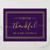 Moderne Paarse bruiloft & mevrouw Hartelijk dank Folie Uitnodiging Briefkaart (Voorkant)