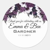 Moderne Paarse bruiloft Ronde Sticker (Voorkant)