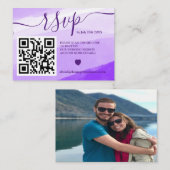 Moderne Paarse bruiloft rsvp Qr code foto Informatiekaartje