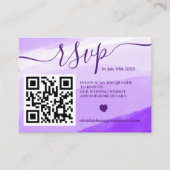 Moderne Paarse bruiloft rsvp Qr code foto Informatiekaartje (Voorkant)