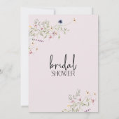 Moderne paarse bruiloftsdouche met wilde bloemen kaart (Achterkant)