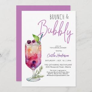Moderne Paarse brunch en bubble Vrijgezellenfeest Kaart