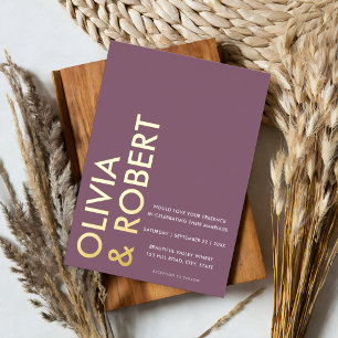 Moderne Paarse brutale bruiloft Folie Uitnodiging