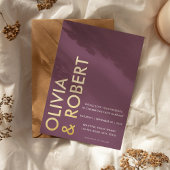 Moderne Paarse brutale bruiloft Folie Uitnodiging