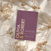 Moderne Paarse brutale bruiloft Folie Uitnodiging