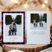 Moderne Paarse Buffel speelde twee kerstfoto's Folie Feestdagenkaart