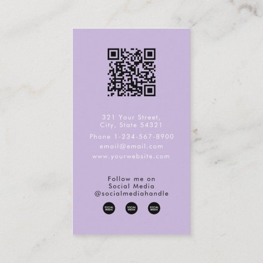 Moderne Paarse Business Logo QR Code Loyaliteit Ee Visitekaartje (Achterkant)
