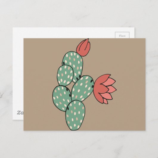 Moderne paarse cactus briefkaart (Voorkant / Achterkant)