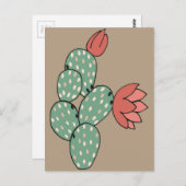 Moderne paarse cactus briefkaart (Voorkant / Achterkant)