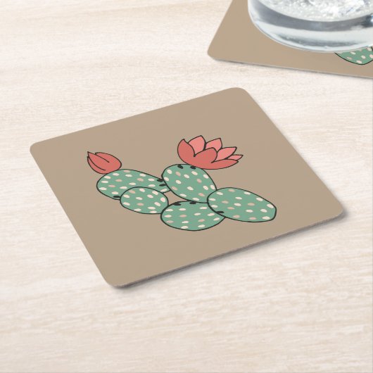 Moderne paarse cactus kartonnen onderzetters (Schuin)