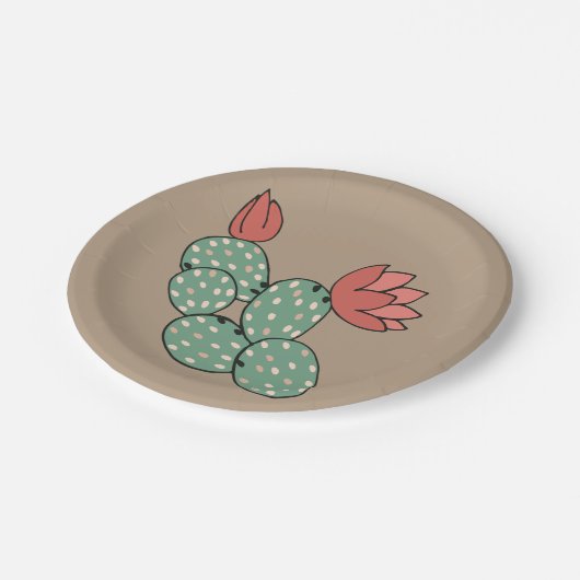 Moderne paarse cactus papieren bordje (Gekanteld)