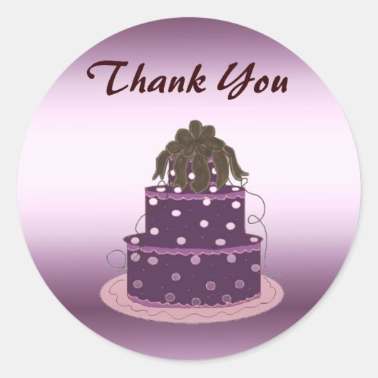 Moderne Paarse Cake Dank Je Wel Ronde Sticker (Voorkant)