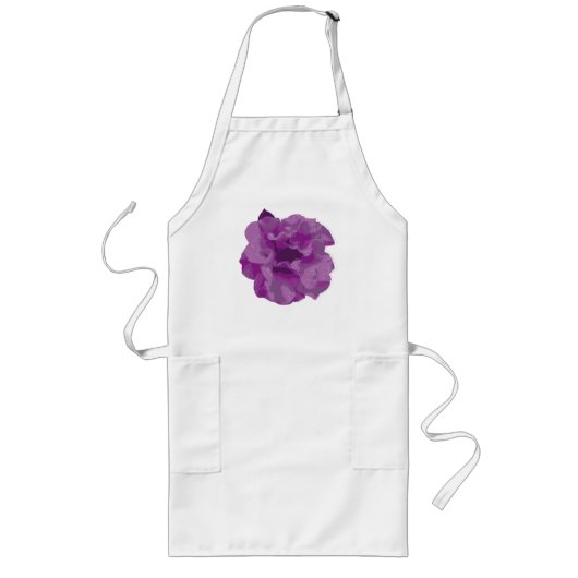 Moderne Paarse Camellia Bloem Lang Schort (Voorkant)