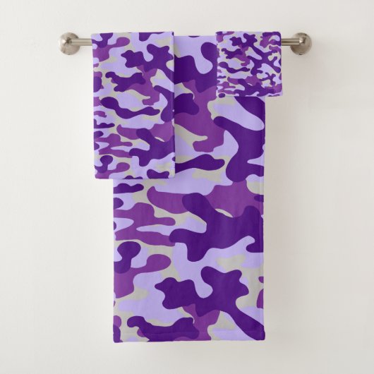 Moderne Paarse Camouflagepatroon Bad Handdoek (Insitu)