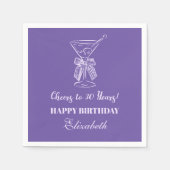 Moderne Paarse Cheers tot 30 jaar Verjaardag Serve Servet (Voorkant)