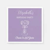 Moderne Paarse Cheers tot 30 jaar Verjaardag Serve Servet (Voorkant)