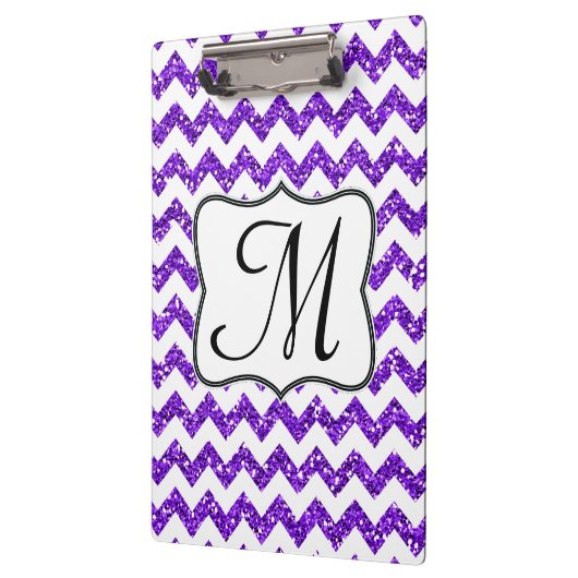 Moderne Paarse Chevron Monogram Initiaal Clip Boar Klembord (Links)