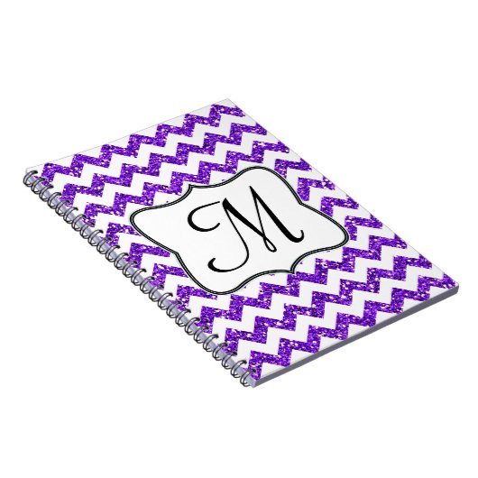 Moderne Paarse Chevron Monogram Initiaal Notitiebo Notitieboek (Rechterzijde)