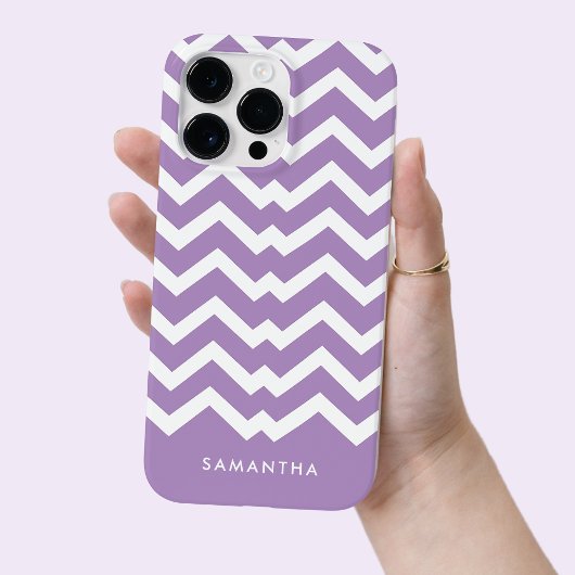 Moderne Paarse Chevron Patroon Gepersonaliseerde n Case-Mate iPhone Case