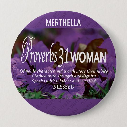 Moderne Paarse Christelijke PROVERBS 31 Ronde Button 4,0 Cm (Voorkant)