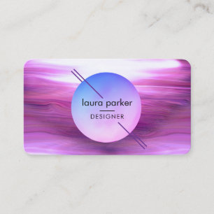 Moderne Paarse Cirkel Maan Waterverf Golven Visitekaartje