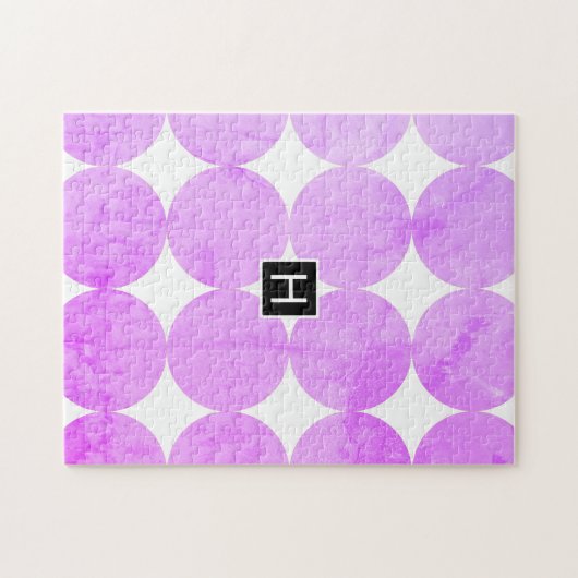 Moderne Paarse cirkels | Monogram Legpuzzel (Horizontaal)