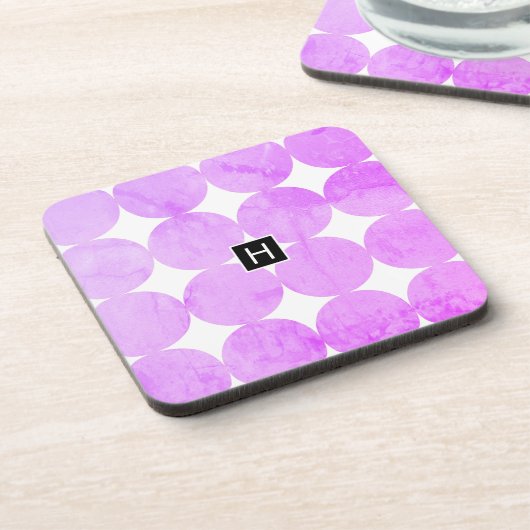 Moderne Paarse cirkels | Monogram Onderzetter (Linkerzijde)