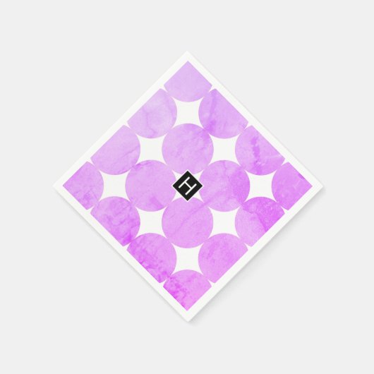 Moderne Paarse cirkels | Monogram Servetten (Hoek)
